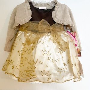 NWT Nannette baby brown champagne formal dress size 12 months